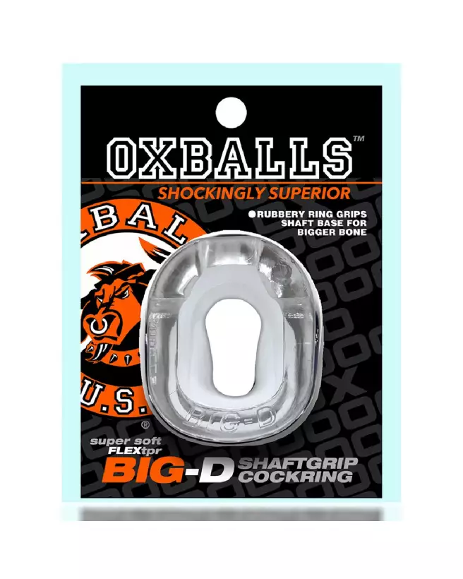 Oxballs Big-D Bigger Bulge Cockring Clear with Shaft Grippers-2