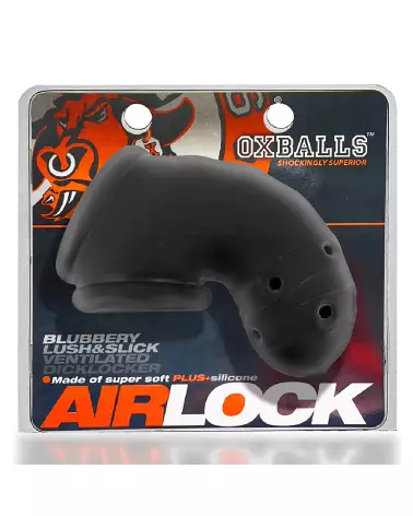 Image de la cage de chasteté Oxballs Airlock Air-Lite Vented en Black Ice, durable et confortable-2