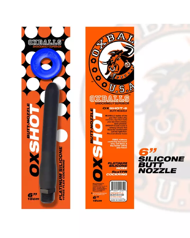 Image Oxshot Oxballs - Douche anale avec cockring flexible noir et bleu-2