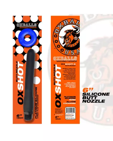 Image Oxshot Oxballs - Douche anale avec cockring flexible noir et bleu-2