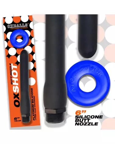 Image Oxshot Oxballs - Douche anale avec cockring flexible noir et bleu-3