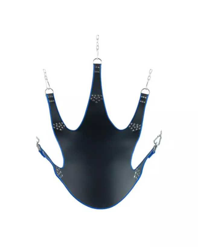 Balançoire sexuelle Mr. Sling Leather Strap avec finition bleue 5 points-1