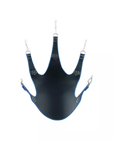 Balançoire sexuelle Mr. Sling Leather Strap avec finition bleue 5 points-1