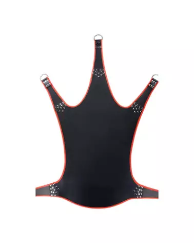 Balançoire sexuelle Leather Sling 5 points avec bordure rouge par Mr. Sling-1