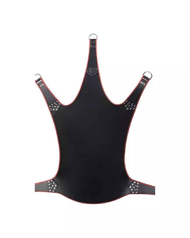 Balançoire sexuelle Leather Sling 5 points avec bordure rouge par Mr. Sling-2