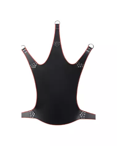 Balançoire sexuelle Leather Sling 5 points avec bordure rouge par Mr. Sling-2