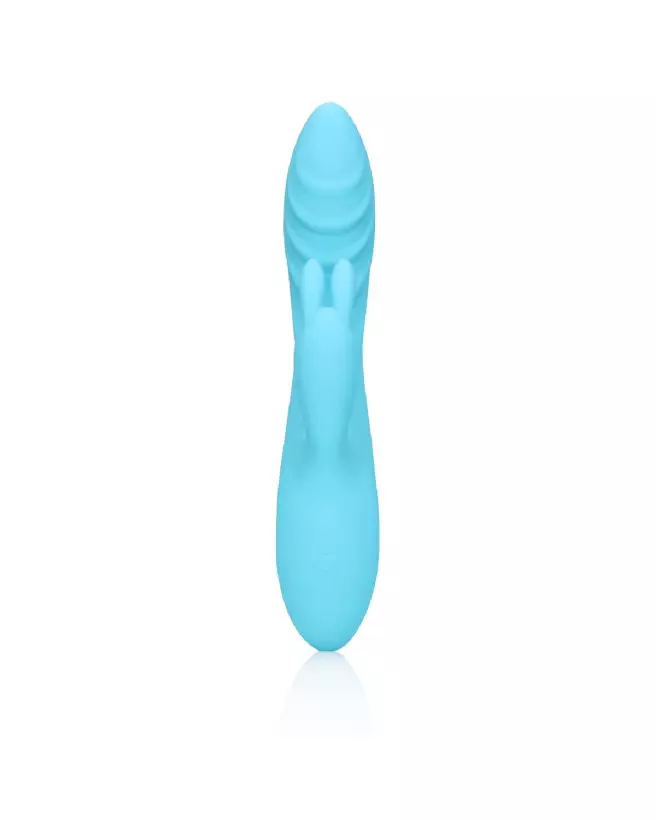 Loveline Ribbed Ultra Soft Silicone Rabbit Vibrator in Glacial Blue-5