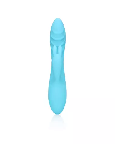 Loveline Ribbed Ultra Soft Silicone Rabbit Vibrator in Glacial Blue-5