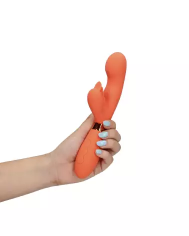Image du Vibrateur Lapin en Silicone avec Stimulateur Clitoridien Cannelé Loveline by Shots-7