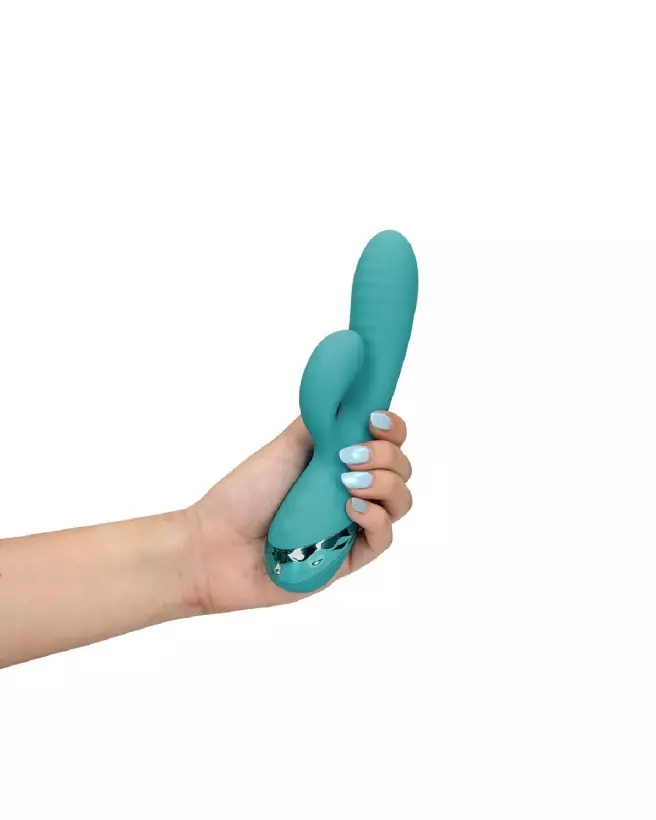 Vibrateur Lapin Gonflable Loveline by Shots en action-7