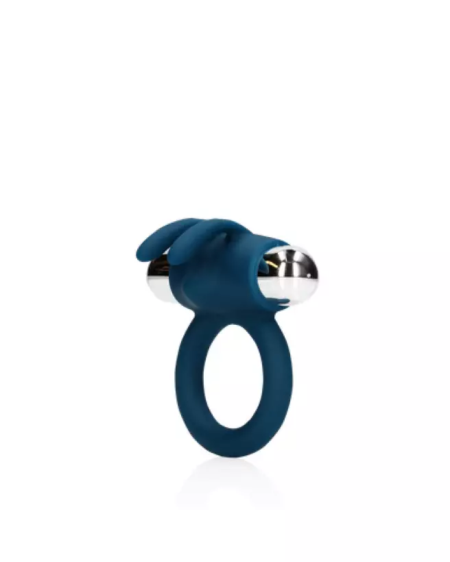 Vibrating Rabbit Cock Ring Baltic Blue de Loveline by Shots en action-1