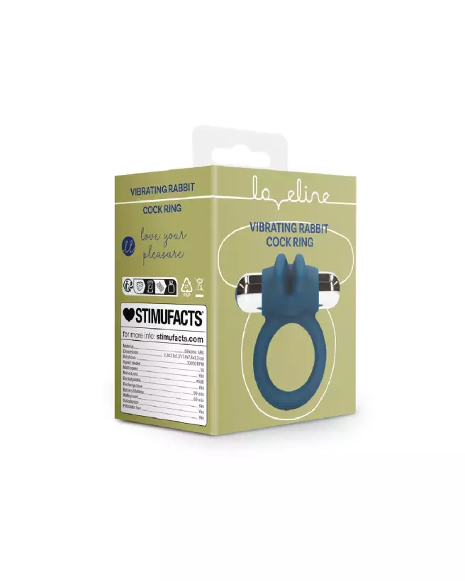 Vibrating Rabbit Cock Ring Baltic Blue de Loveline by Shots en action-2