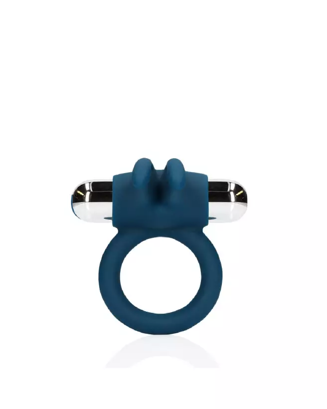 Vibrating Rabbit Cock Ring Baltic Blue de Loveline by Shots en action-5