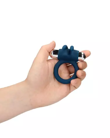 Vibrating Rabbit Cock Ring Baltic Blue de Loveline by Shots en action-7