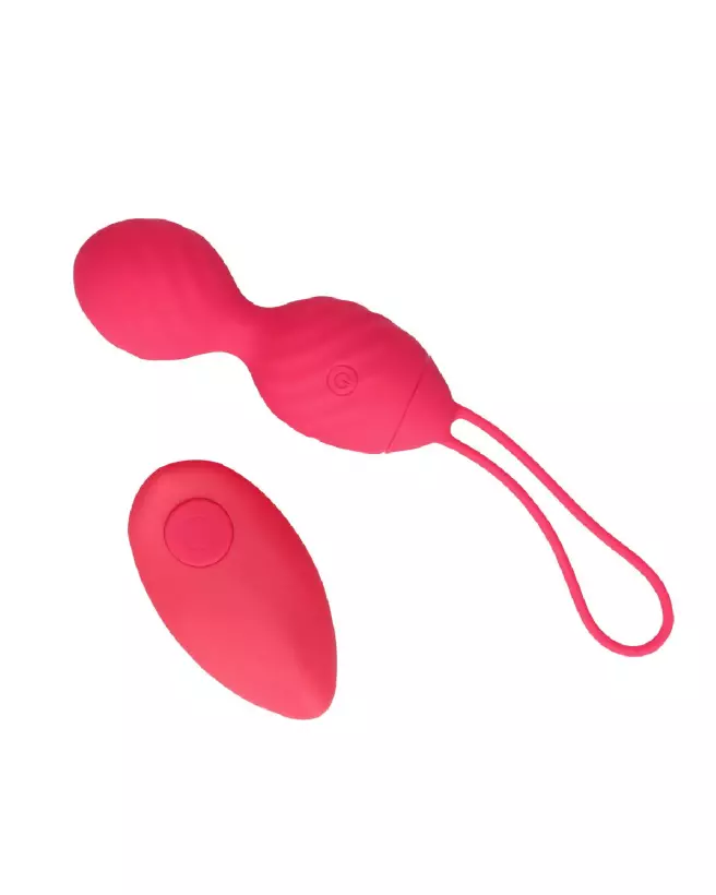 Vibrating Egg Strawberry Red avec télécommande par Loveline by Shots-6
