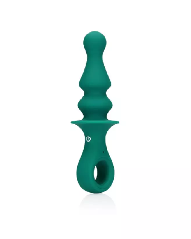 Image du Pawn Shaped Anal Vibrator Peacock Plume par Loveline - Chapelet anal vibrant en forme de pion-1