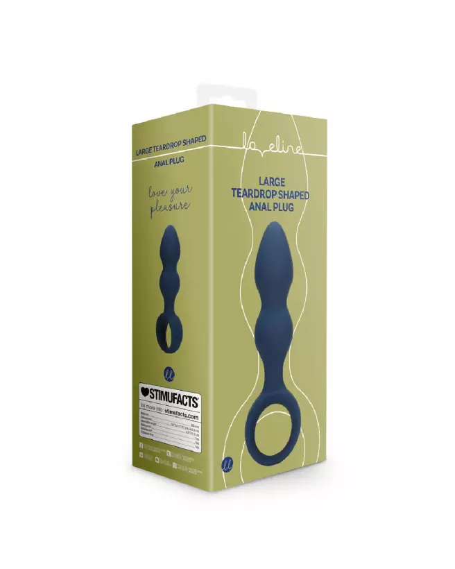 Plug anal bleu Baltique Loveline, forme larme, taille large-2