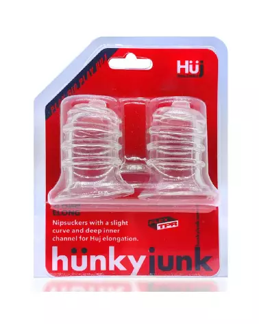 Image des Nipsuckers Elong de Hunkyjunk, pinces à tétons transparentes avec base large-2