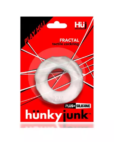 Cockring Fractal Tactile Transparent de Hunkyjunk pour endurance et plaisir-2