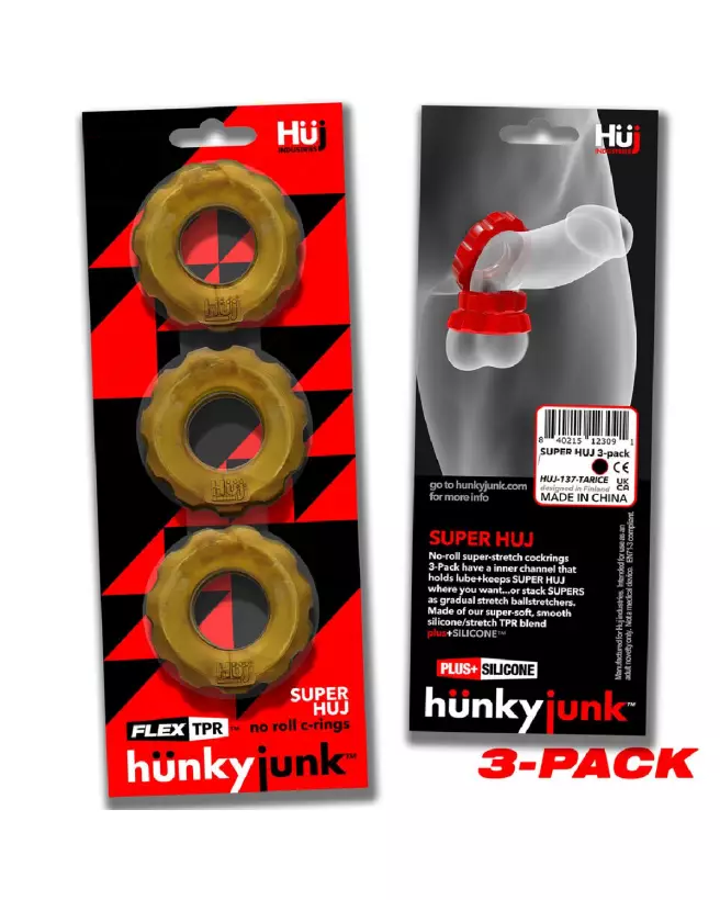 Image du Super Huj 3-pack Stretchy Cockrings Bronze Metallic par Hunkyjunk-2