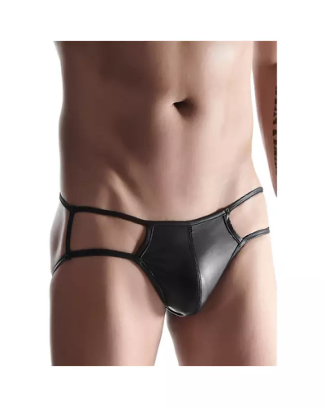 Regnes Fetish Planet Wetlook Men's Black Briefs Jockstraps-1
