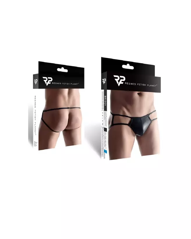 Regnes Fetish Planet Wetlook Men's Black Briefs Jockstraps-2