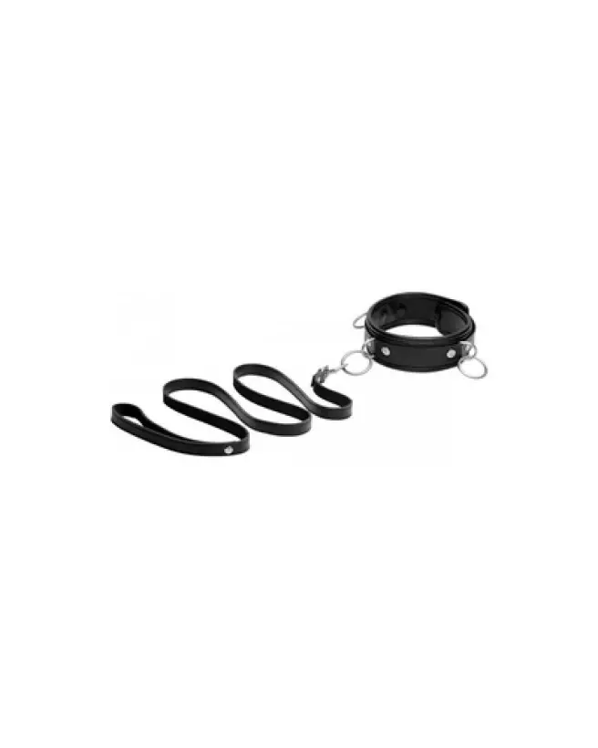 Collier et laisse en cuir XR Brands pour chien-1