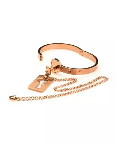 Bracelet verrouillable or rose et collier clé XR Brands-5