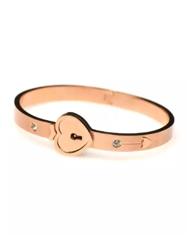 Bracelet verrouillable or rose et collier clé XR Brands-7