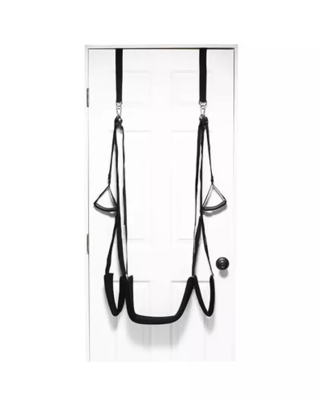 Balançoire de porte noire Lover's Door Swing de XR Brands pour couples-1