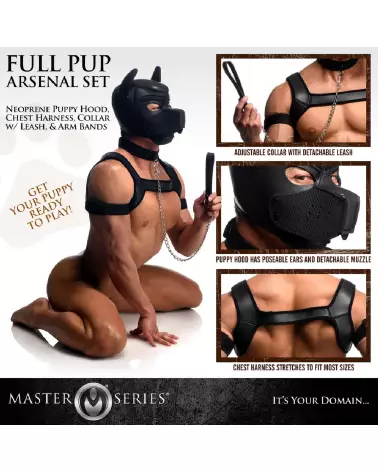 Image du Full Pup Arsenal Set Noir par XR Brands pour Pet Play-7