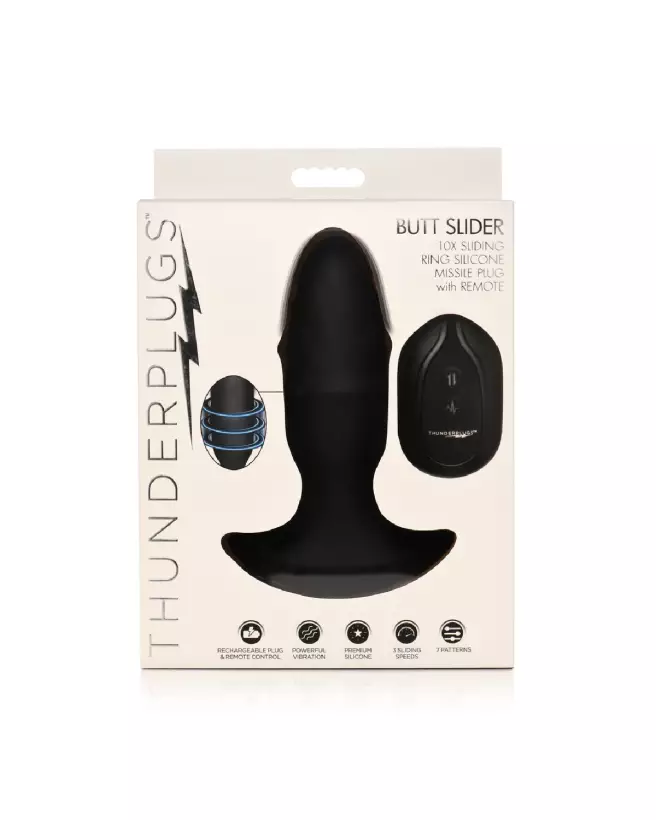 Image Butt Slider Silicone Missile Plug Noir - Plug Anal Qualité XR Brands-3