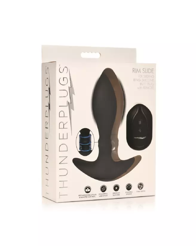 Rim Slide Silicone Butt Plug Noir par XR Brands - Confort et Sécurité-2