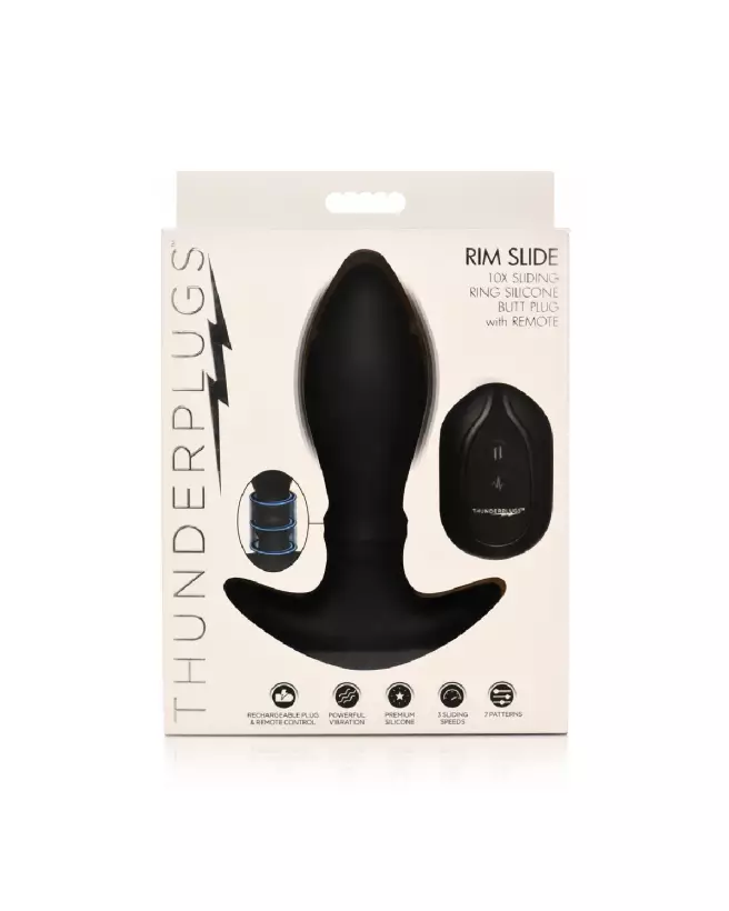 Rim Slide Silicone Butt Plug Noir par XR Brands - Confort et Sécurité-3