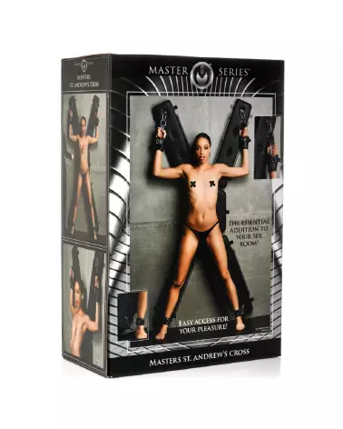 XR Brands Masters St. Andrew's Cross in Black - High-Quality BDSM Furniture-2
