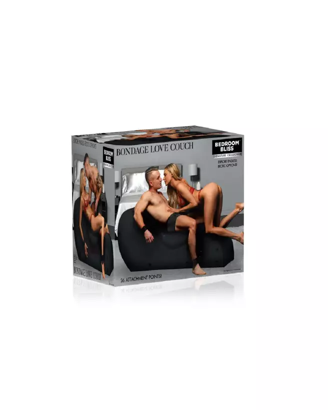 Canapé de bondage Love Couch noir par XR Brands, meuble érotique élégant-2