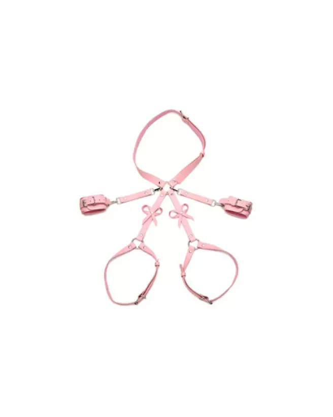 Harnais de bondage rose avec nœuds taille M/L par XR Brands-1
