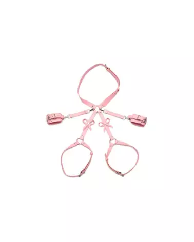 Harnais de bondage rose avec nœuds taille M/L par XR Brands-1