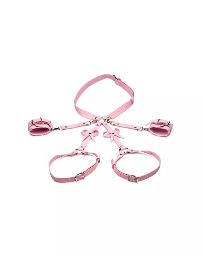 Harnais de bondage rose avec nœuds taille M/L par XR Brands-4