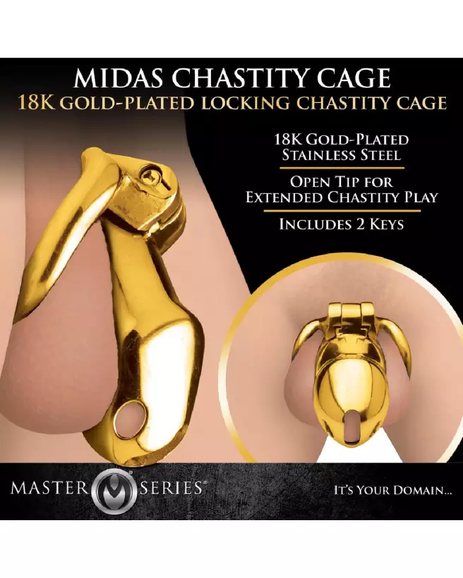 Image de la Cage de Chasteté Midas en Or 18K par XR Brands-5