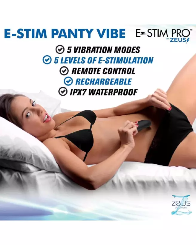 E-Stim Panty Vibe with Remote Control Black by XR Brands in Electro-stimulation Category-5