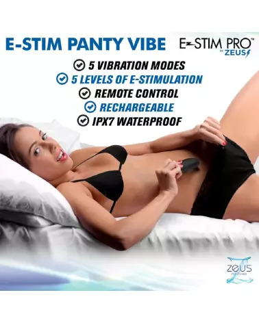 E-Stim Panty Vibe with Remote Control Black by XR Brands in Electro-stimulation Category-5