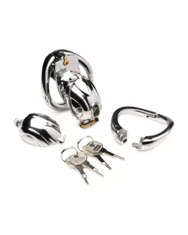 Image de la Cage de Chasteté Deluxe Verrouillable par XR Brands, dispositif sécurisé en acier-1