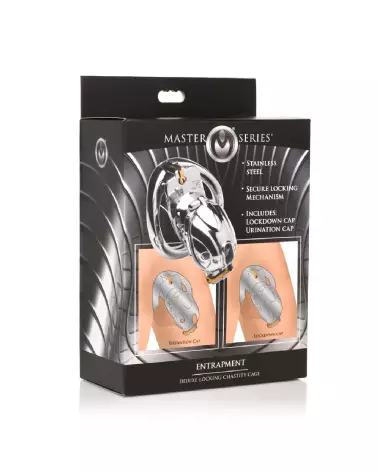 Image de la Cage de Chasteté Deluxe Verrouillable par XR Brands, dispositif sécurisé en acier-2