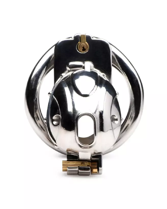 Image de la Cage de Chasteté Deluxe Verrouillable par XR Brands, dispositif sécurisé en acier-4