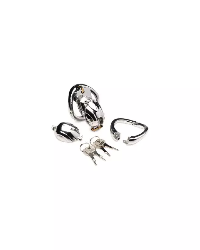 Image de la Cage de Chasteté Deluxe Verrouillable par XR Brands, dispositif sécurisé en acier-5