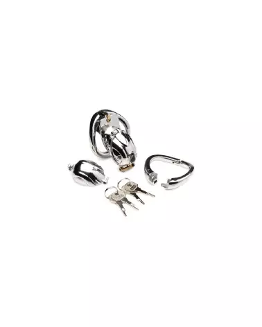 Image de la Cage de Chasteté Deluxe Verrouillable par XR Brands, dispositif sécurisé en acier-5