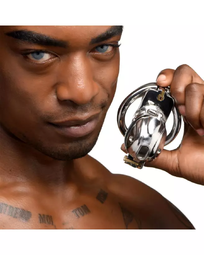 Image de la Cage de Chasteté Deluxe Verrouillable par XR Brands, dispositif sécurisé en acier-6