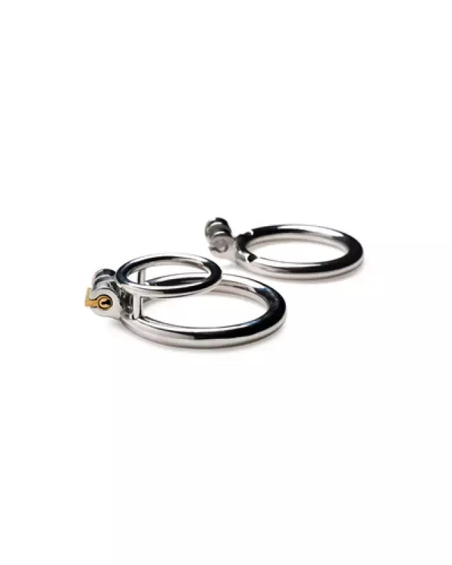 Cockring verrouillable XR Brands en acier pour chasteté et jeu érotique sécurisé-1