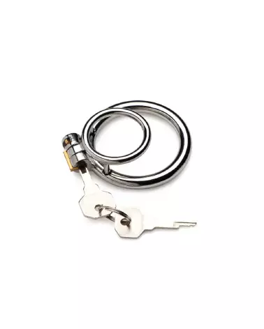 Cockring verrouillable XR Brands en acier pour chasteté et jeu érotique sécurisé-4